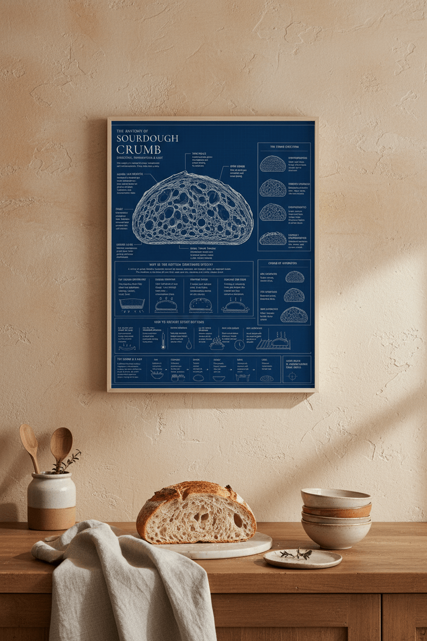 Field Notes Series: No. 01 — The Anatomy of Sourdough Crumb (Blueprint Edition) — Matte Print - La Tabla