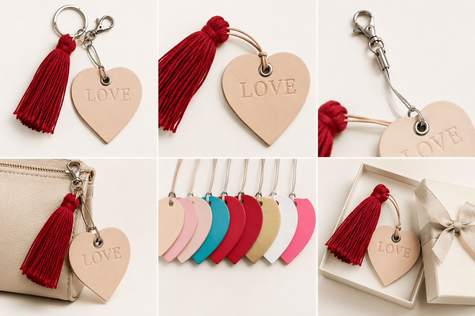 Handmade Leather Heart Keychain – LOVE Charm - La Tabla
