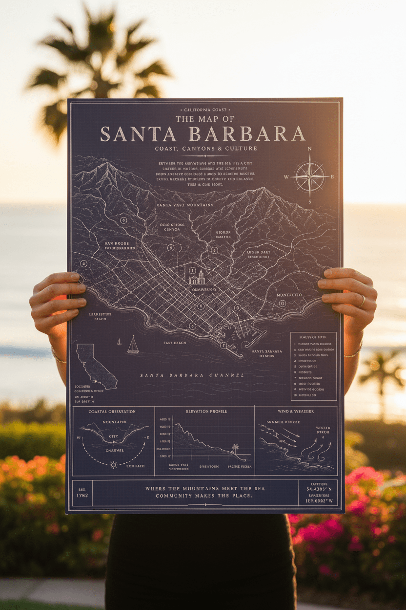 The Map of Santa Barbara — Matte Art Print - La Tabla